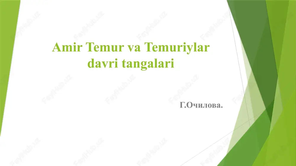 amir temur va temuriylar davri tangalari — PPTX