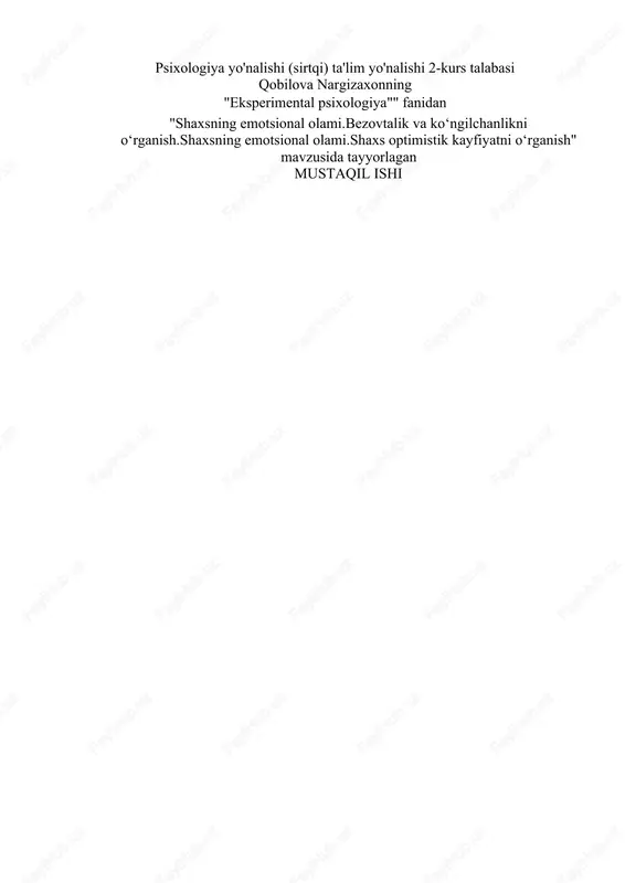 "psixologiya yo'nalishi talimi" — DOCX