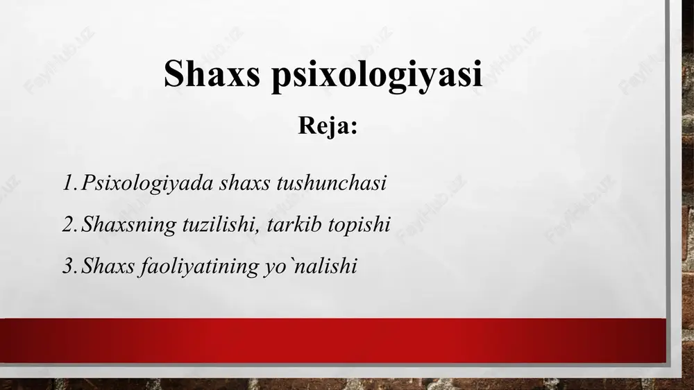 shaxs psixologiyasi — PPTX