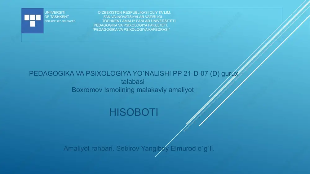 pedagogika va psixologiya yo`nalishi pp 21-d-07 (d) — PPTX