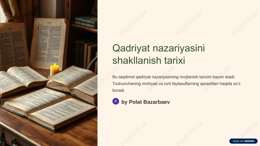 qadriyat nazariyasini shakllanish tarixi — PPTX
