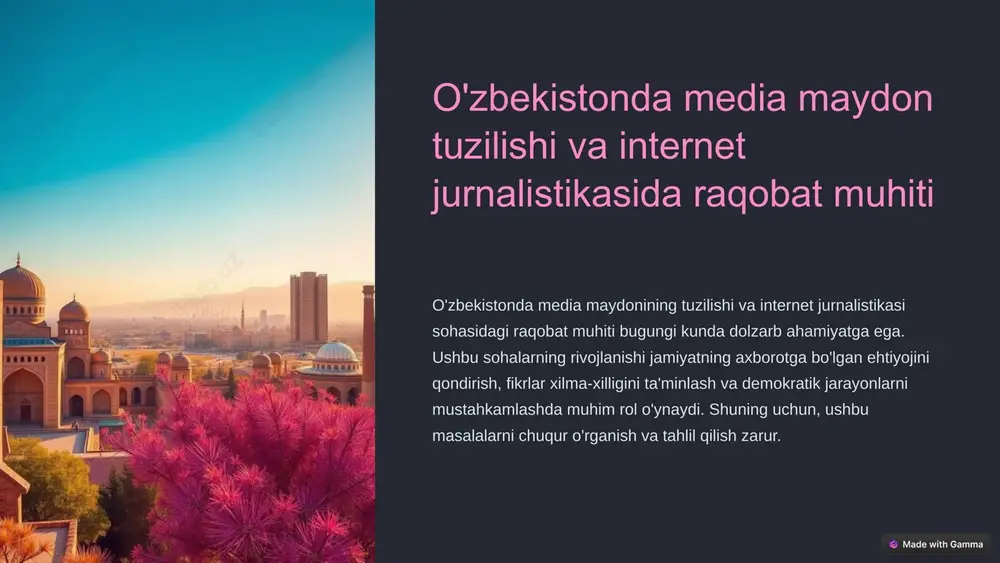 media maydon tuzilishi va internet jurnalistikasida raqobat muhiti — PPTX