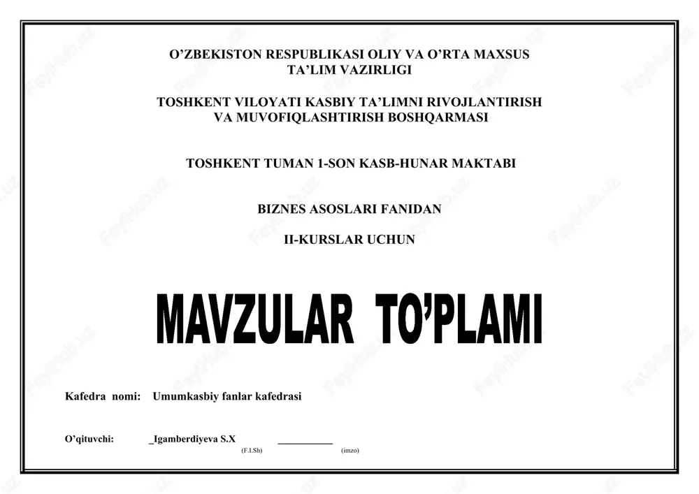biznes asoslari fanidan — DOCX