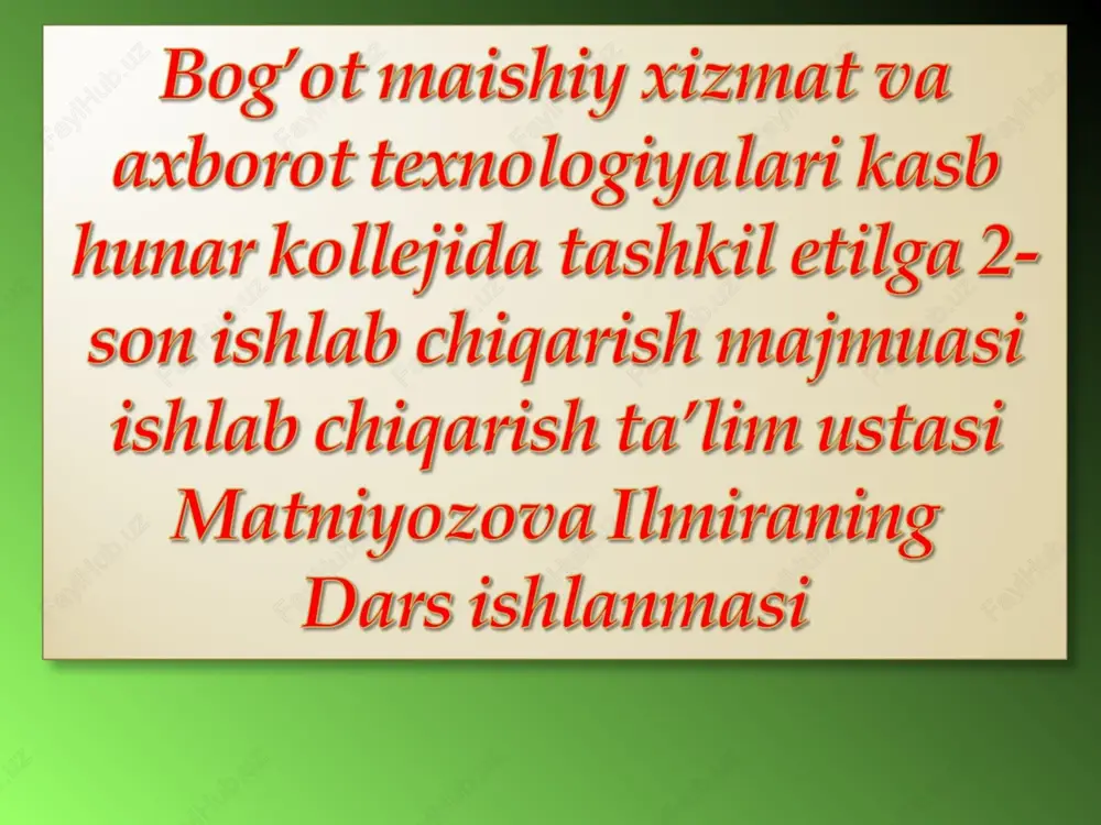 yubkalarni modellashtirish — PPT