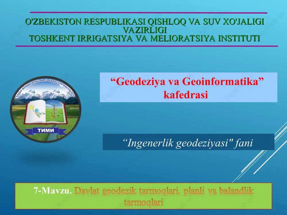 geodezik tarmoqlar — PPT