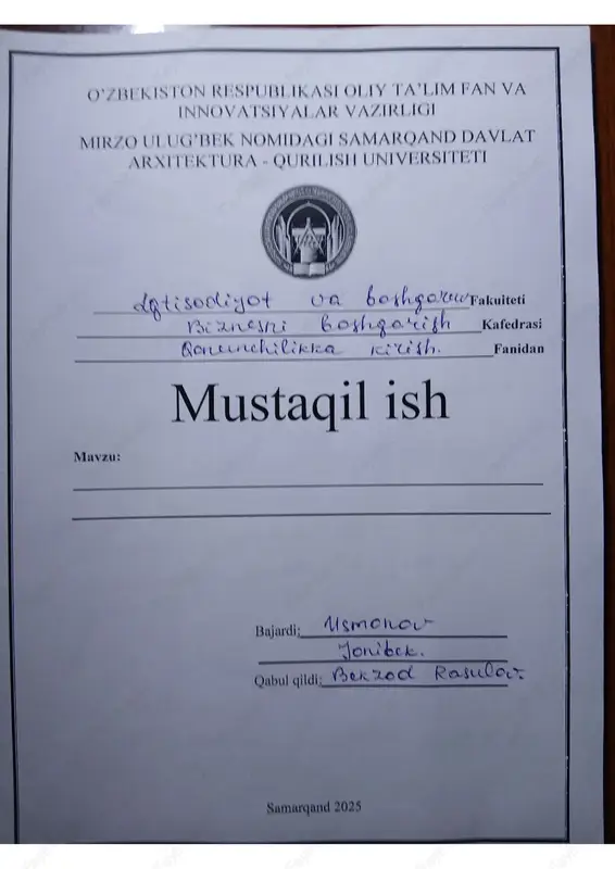 mavzu bésyrche — PDF