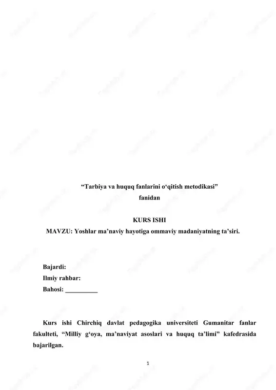 “tarbiya va huquq fanlarini o‘qitish metodikasi” — DOCX