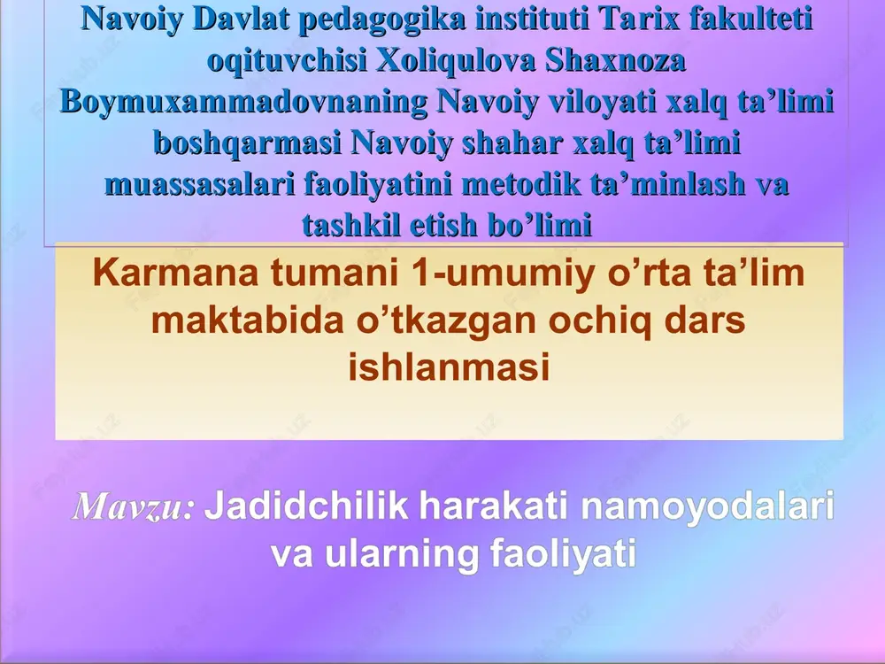 ochiq dars ishlanmasi — PPT
