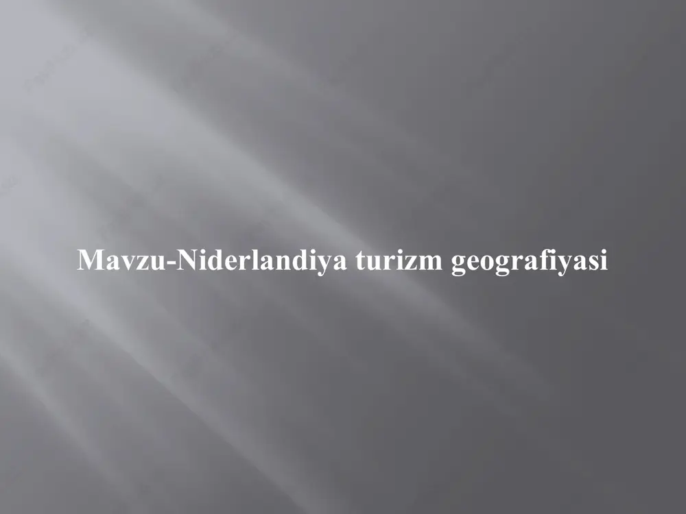 niderlandiya turizm geografiyasi — PPTX