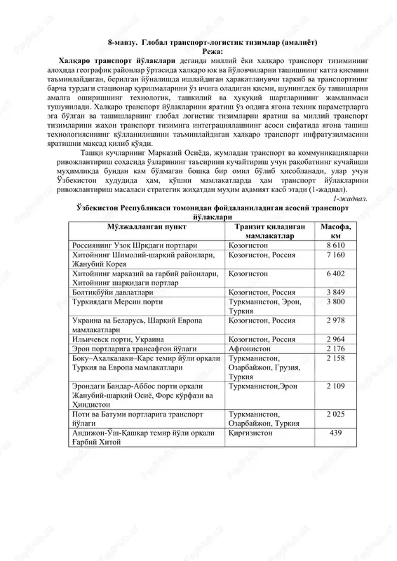 global transport-logistik tizimlar — DOCX