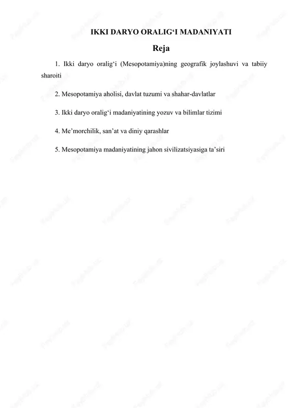 ikki daryo oralig‘i madaniyat — DOCX