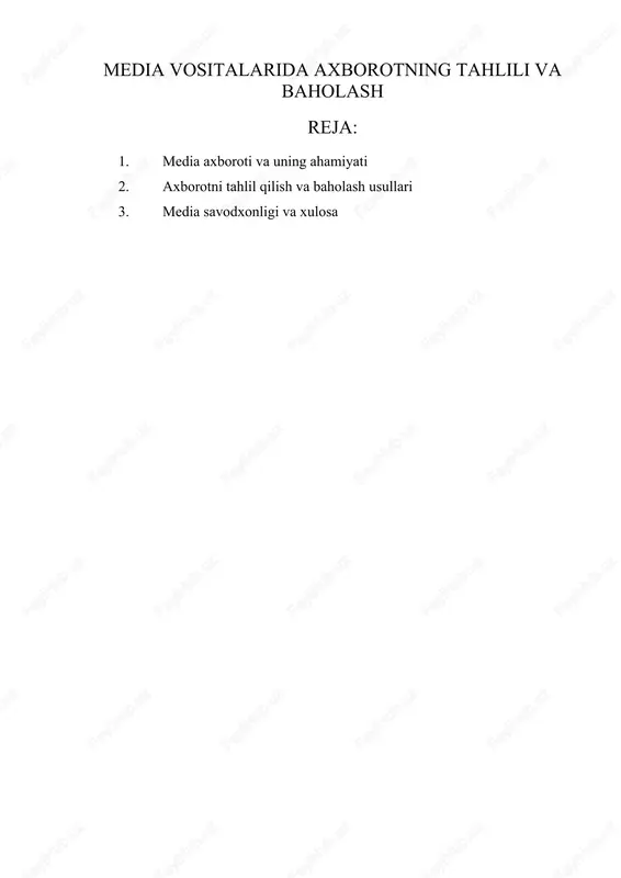 axborotning tahlili va baholash — DOCX