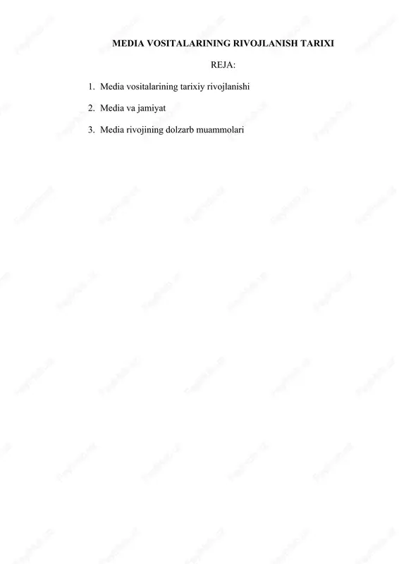 media vositalarining rivojlanish tarixi — DOCX