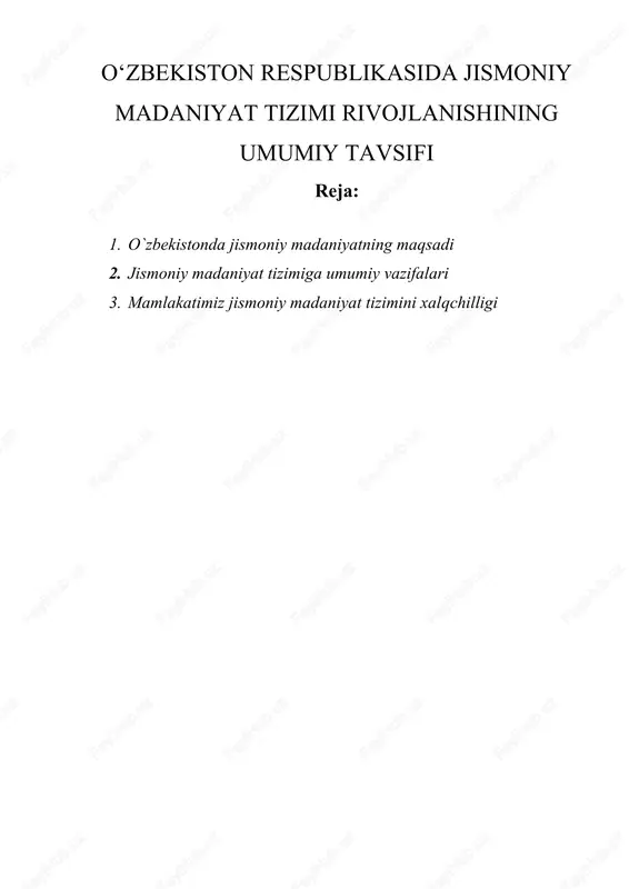 jismoniy madaniyat tizimi — DOCX