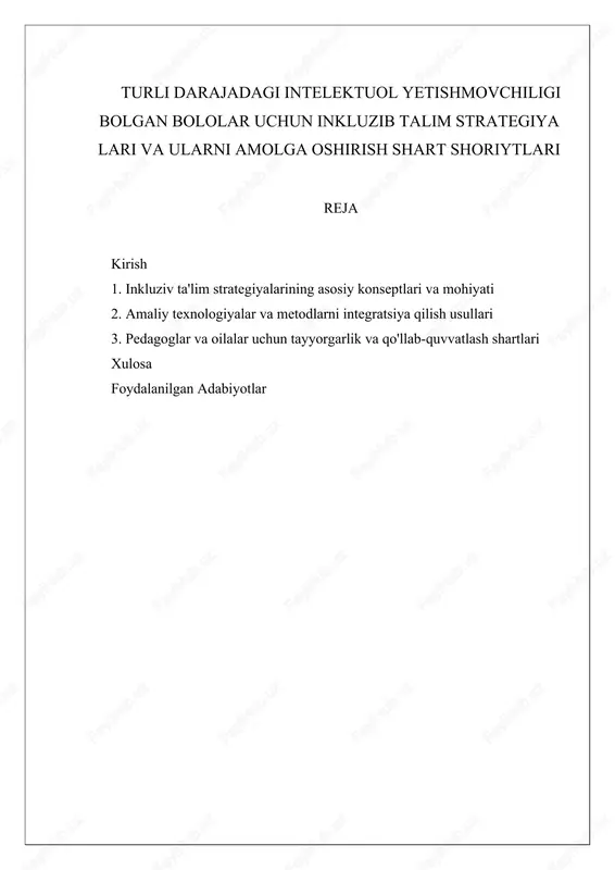 inkluziv ta'lim strategiyalari — DOCX