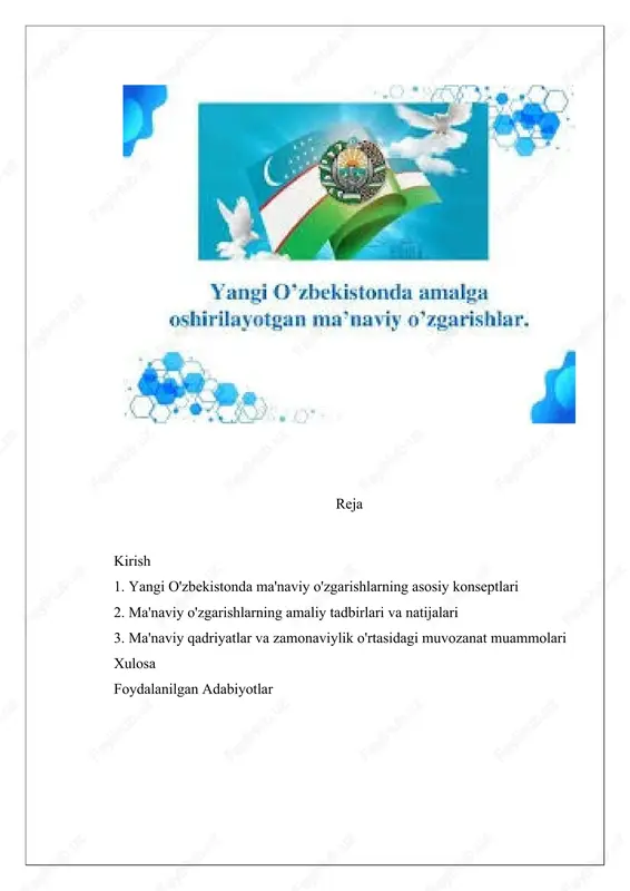 ma'naviy o'zgarishlar yangi o'zbekistonda — DOCX