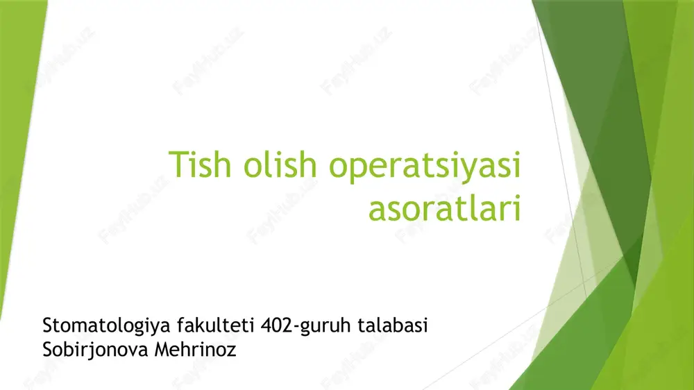 tish olish operatsiyasi asoratlari — PPTX