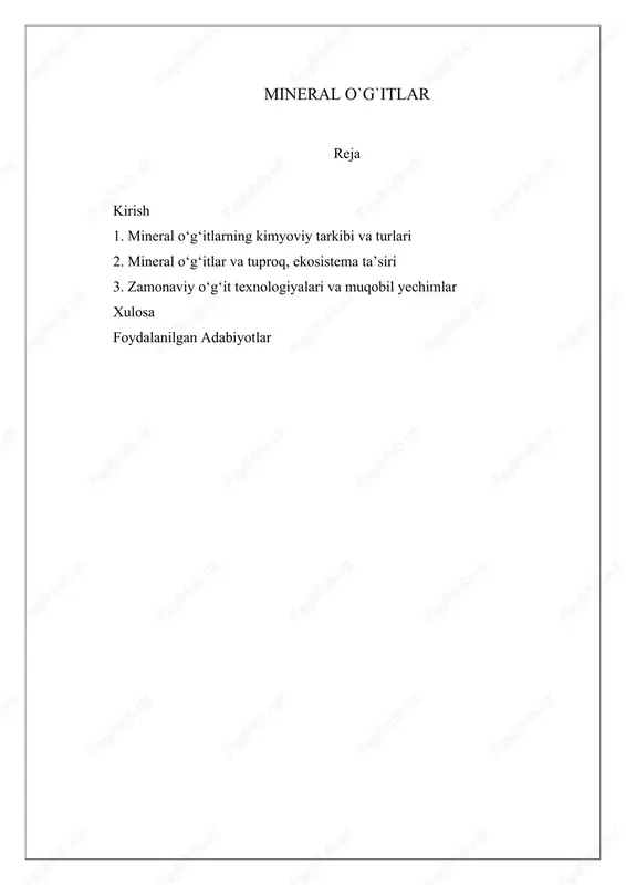 mineral o`g`itlar — DOCX