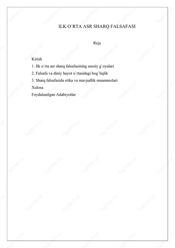 ilk o`rta asr sharq falsafasi — DOCX