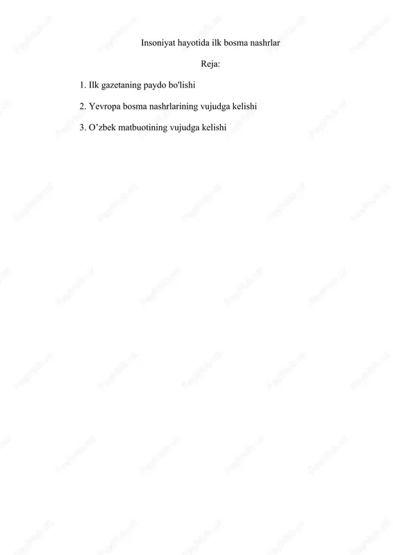 insoniyat hayotida ilk bosma nashrlar — DOCX