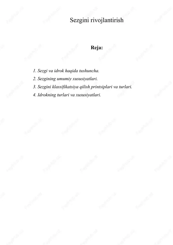 sezgini rivojlantirish — DOC