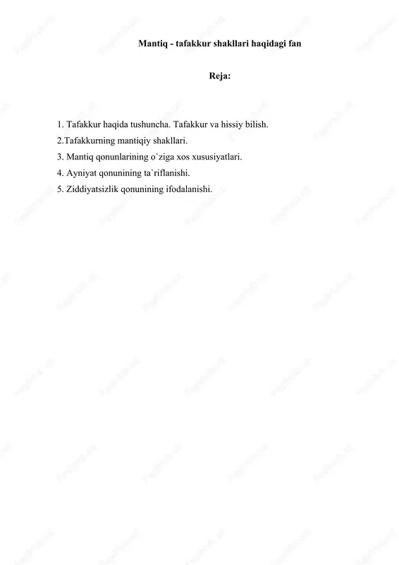 mantiq - tafakkur shakllari haqidagi fan — DOC