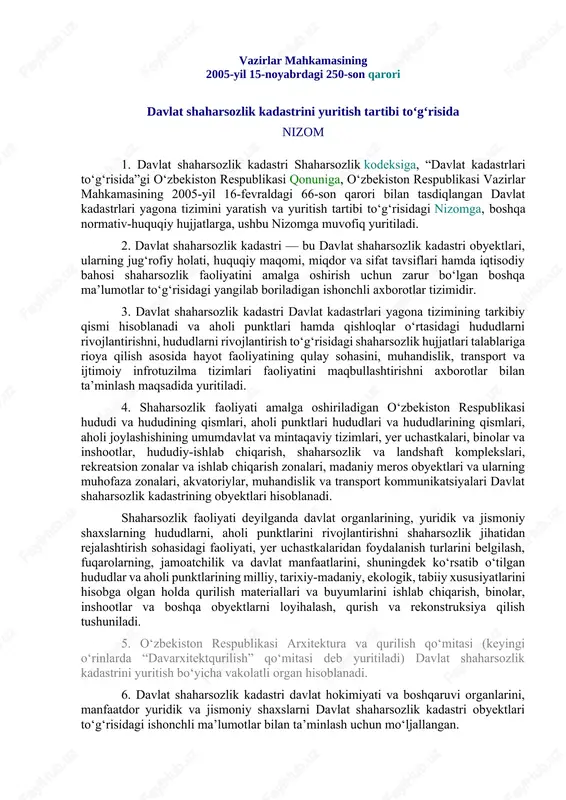 davlat shaharsozlik kadastri — DOCX