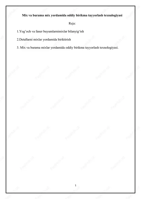 oddiy birikma tayyorlash texnalogiyasi — DOCX