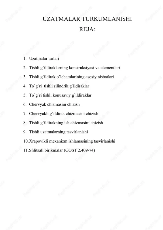 uzatmalar turkumlanishi — DOC