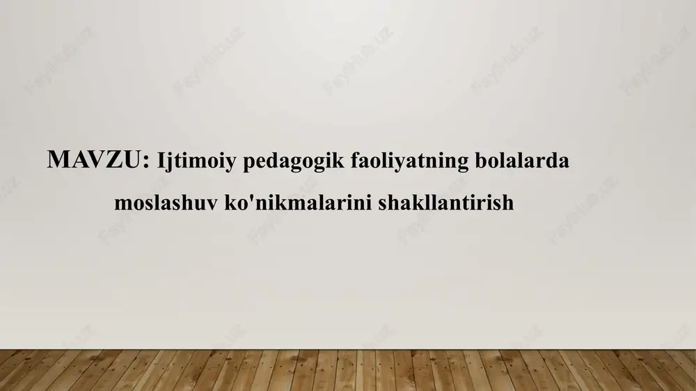 ijtimoiy-pedagogik faoliyatning bolalarda moshinisini shakllantirish — PPTX