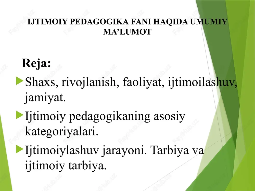 ijtimoiy pedagogikafani haqida umumiy ma’lumot — PPTX
