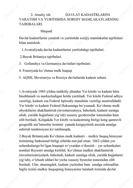 davlat kadastarlari — DOCX