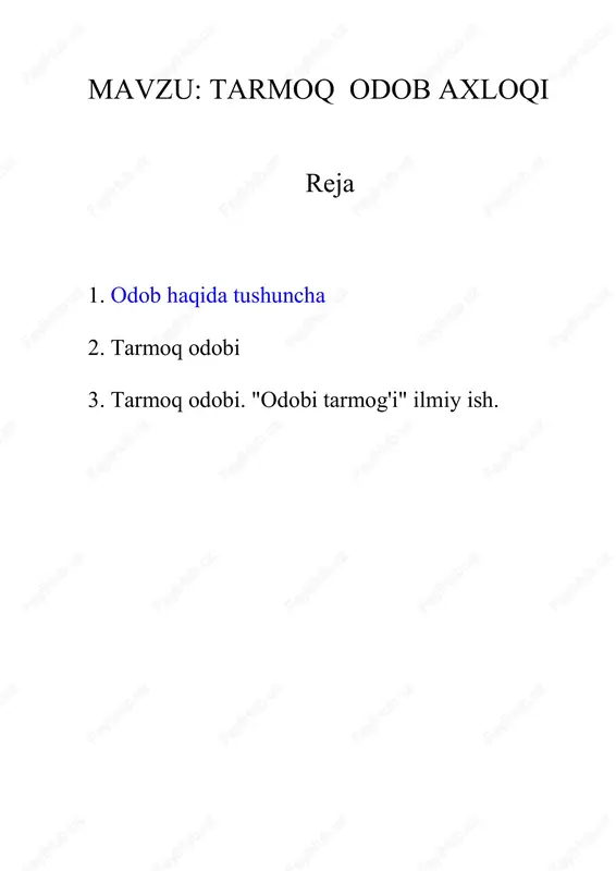 tarmoq odob axloqi — DOCX