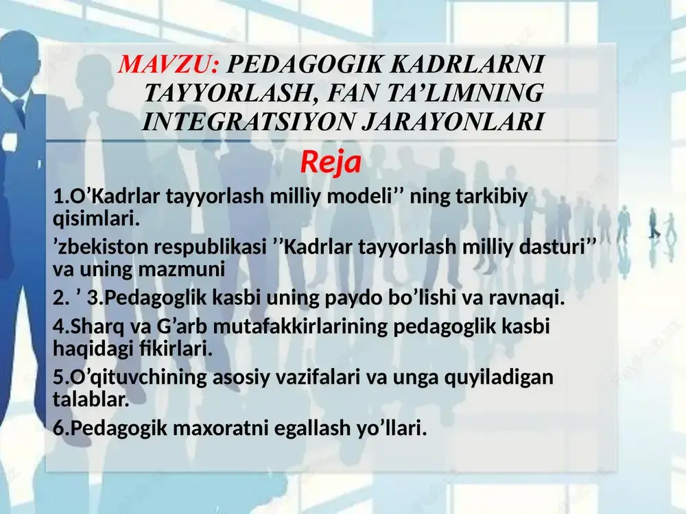 kadrlar tayyorlash milliy dasturi — PPTX