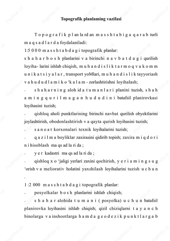 topografik planlaming vazifasi — DOCX