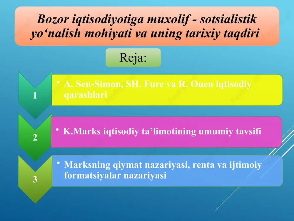 a. sen-simon, sh. fure va r. ouen iqtisodiy qarashlari — PPTX