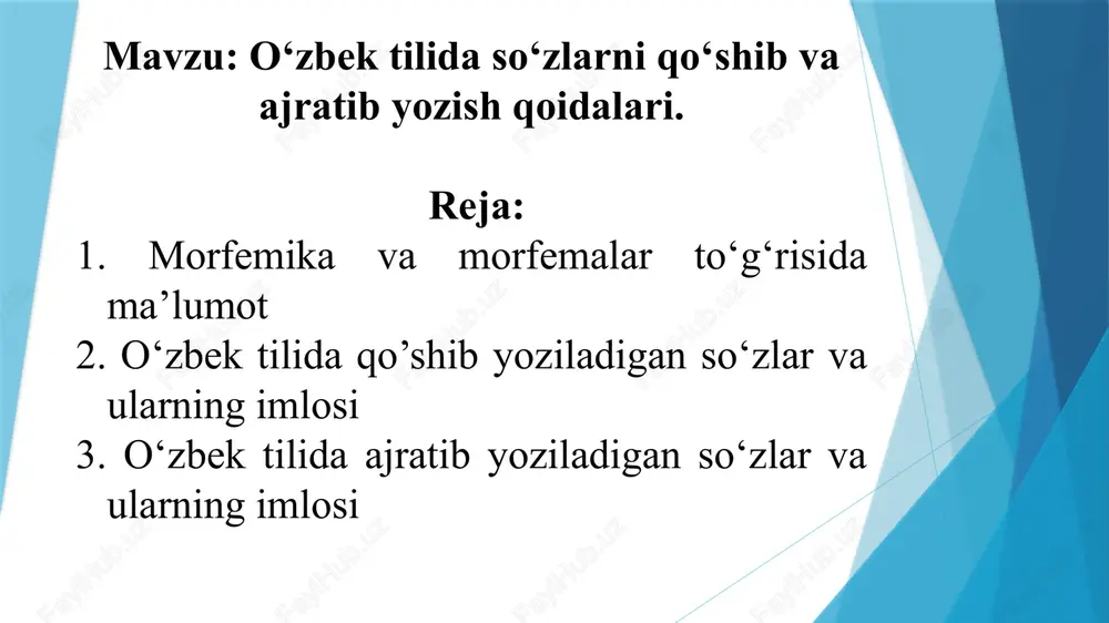 o‘zbek tilida so‘zlarni qo‘shib va ajratib yozish qoidalari — PPTX