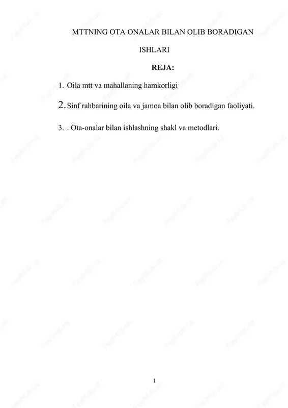 mttning ota onalar bilan olib boradigan ishlari — DOCX
