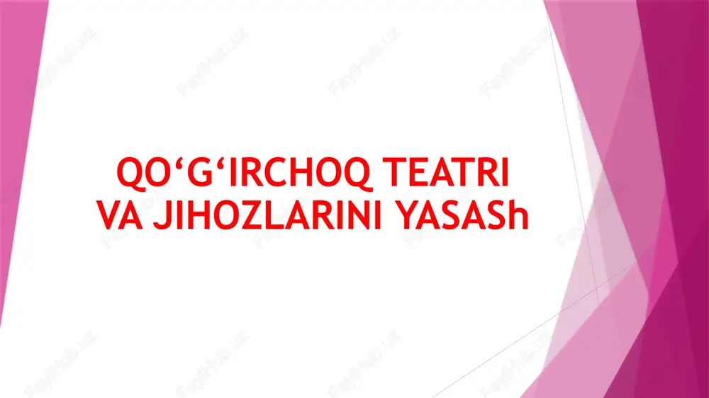 maktabgacha ta'lim tashkilotlari data teatrlari — PPTX
