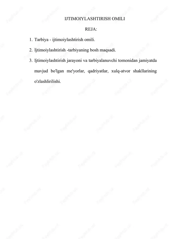 ijtimoiylashtirish omili — DOCX