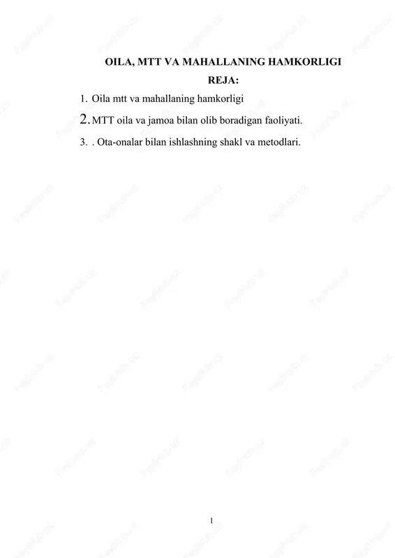 oila, mtt va mahallaning hamkorligi — DOCX