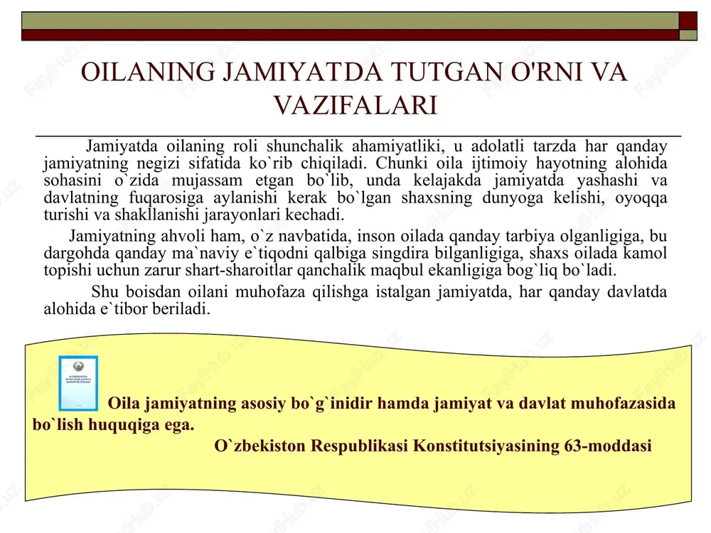 jamiyatda tutgan o'rn va vazifalari — PPT