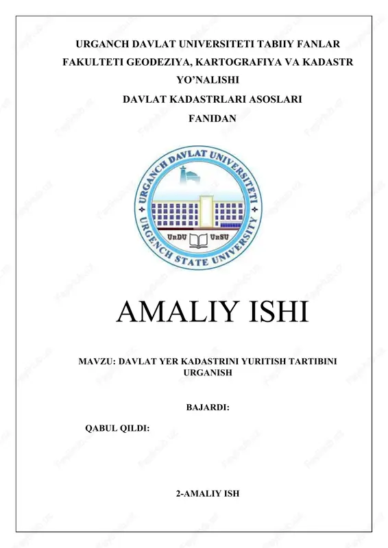 davlat yer kadastri yuritish tartibi — DOCX
