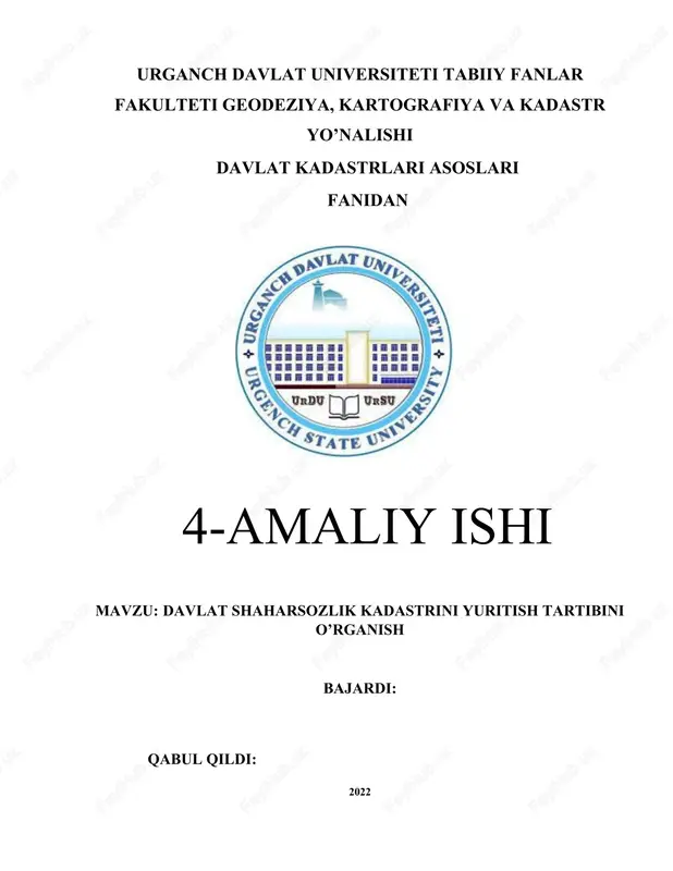 davlat shaharsozlik kadastrini yuritish tartibi — DOCX