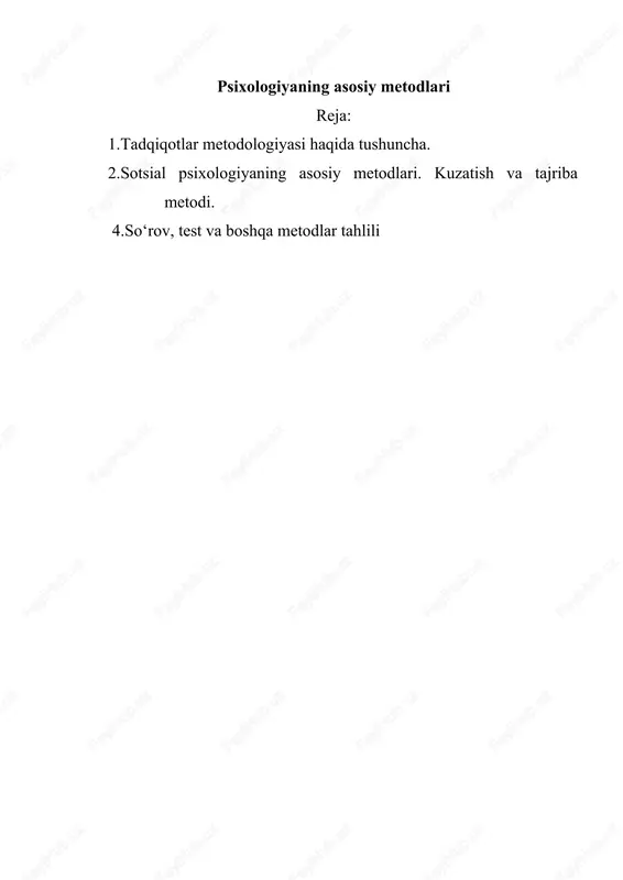 psixologiyaning asosiy metodlari — DOC