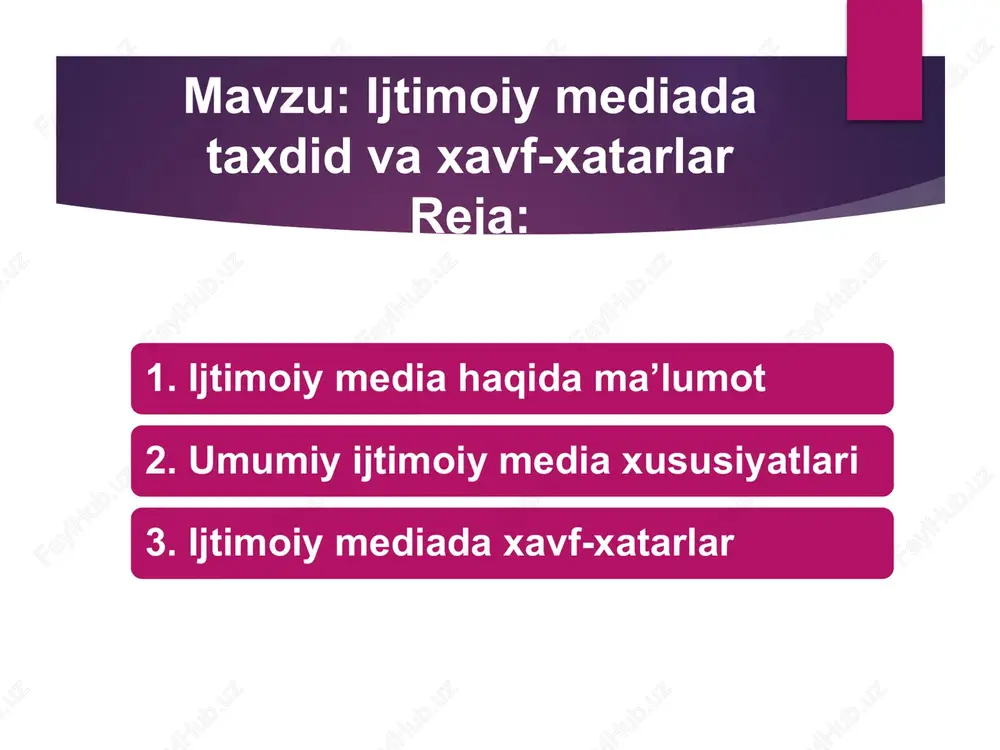 ijtimoiy mediya, data va xavf-xatarlar — PPTX