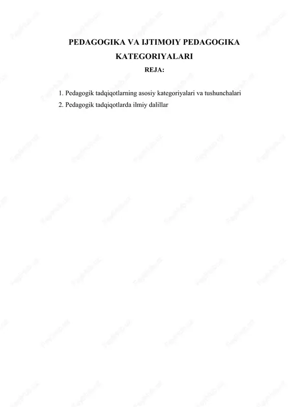 pedagogika va ijtimoiy pedagogika kategoriyalari — DOCX