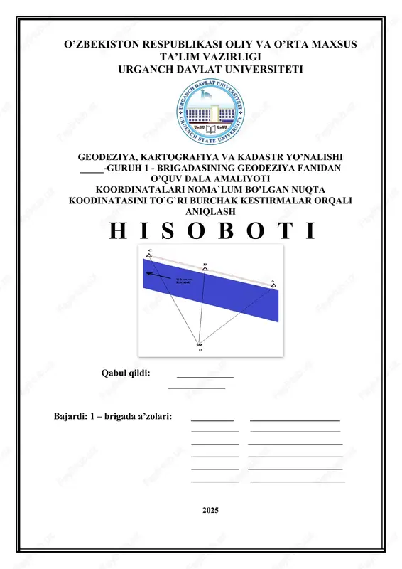 geodeziya, kartografiya va kadastr yo’nalişi — DOCX
