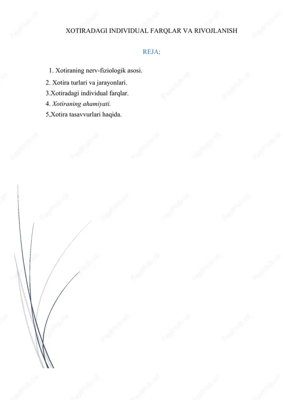 xotiradagi individual farqlar va rivojlanish — DOCX