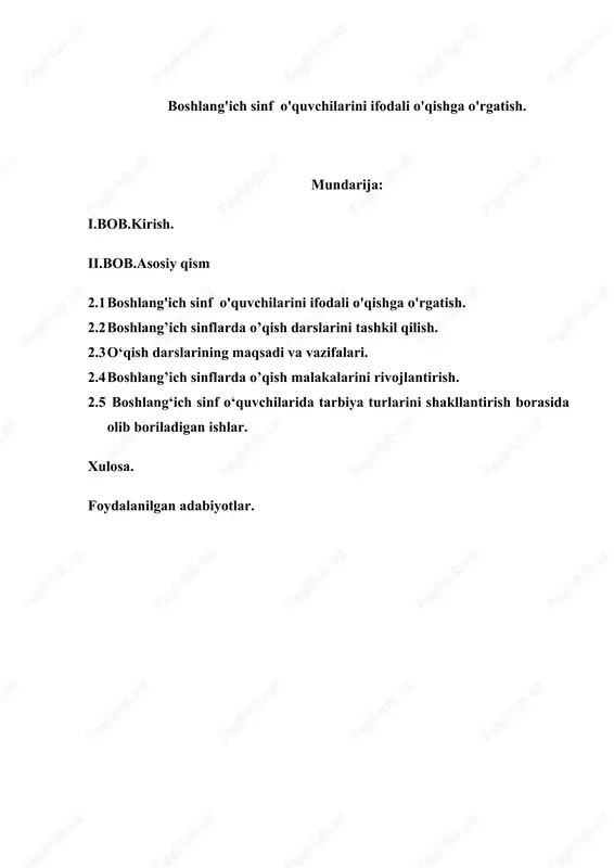 boshlang'ich sinf o'quvchilarini ifodali o'qishga o'rgatish — DOCX